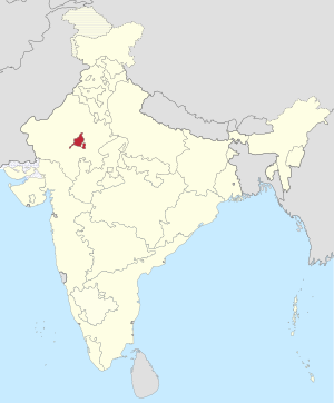 The map of India showing Ajmer State