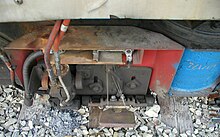 Third rail shoe installed on the front truck of an RTL-II car for operation into New York Penn Station