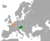 Location map for Austria and Belgium.