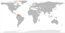 Map indicating locations of Azerbaijan and Venezuela