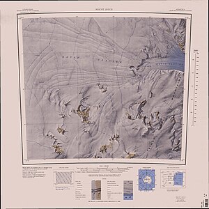 Topographische Karte mit dem Kopfende des Davis-Gletschers (rechts unten)