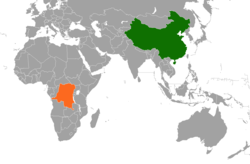 Map indicating locations of China and Democratic Republic of the Congo
