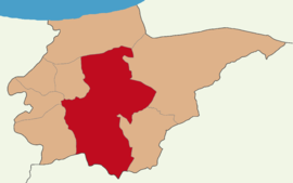 Map showing Düzce District in Düzce Province