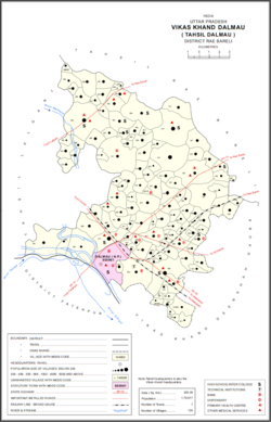 Map showing Pakhrauli (#994) in Dalmau CD block