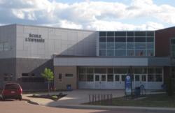 A view of a school's front entrance