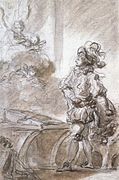 Ruggiero förbereder sig att skriva till Brandamante, Jean-Honoré Fragonard