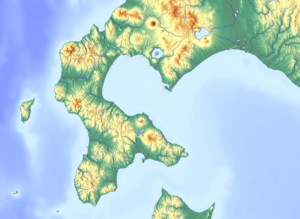 函館山の位置（北海道南部内）