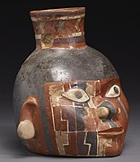 Huari earthenware pot with painted design, 650–800 AD (Middle Horizon)