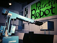 Robotic arm painting a picture.