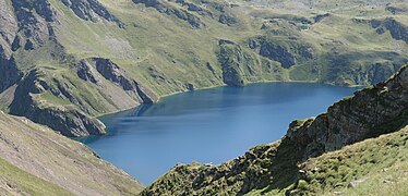 Lac Bleu depuis le col de Bareilles (26 août 2008).