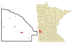 Location of Dawson, Minnesota