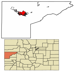 Location of the City of Grand Junction in Mesa County, Colorado.