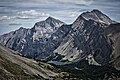 Mt. Kidd centered, South Kidd (right), and Ribbon Lake.