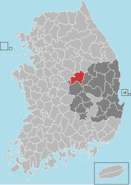 Stadens läge i Norra Gyeongsang och Sydkorea.