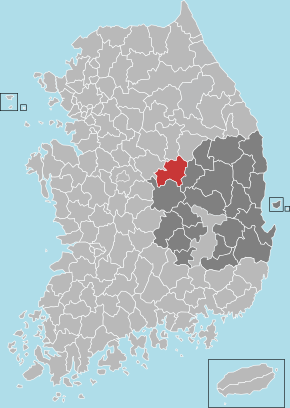 Localização de Mungyeong na Coreia do Sul