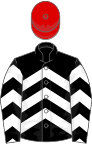 Black and white chevrons, red cap