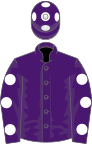 Purple, white spots on sleeves and cap