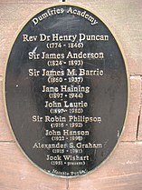 Plaque at Dumfries Academy