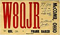 Carte QSL de W8QJR, USA (1953).