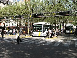 Several buses at the northbound platforms