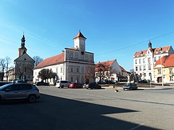 Sušilovo Square with Old Town Hall and Church of Saint Mary Magdalene