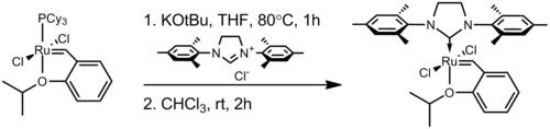 Preparation of the first-generation Hoveyda–Grubbs catalyst from the first-generation Grubbs catalyst