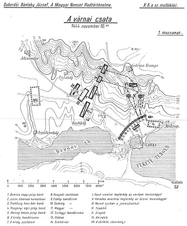 سير المعركة (أ) - هجوم الآقنجية العثمانيون على تالوتسي وروزوني من خلال المرتفعات الشمالية، ثم محاربة تالوتسي لهم ثم تعقّبهم بعد انسحابهم.