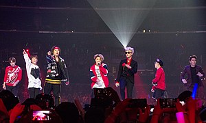 Block B at the 2015 KCON From left to right: Jaehyo, Park Kyung, Zico, U-Kwon, P.O, Taeil, B-Bomb