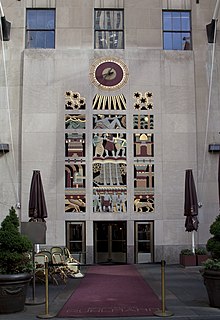 Screen of 15 hieroglyphic panels designed by Lawrie on 50th Street