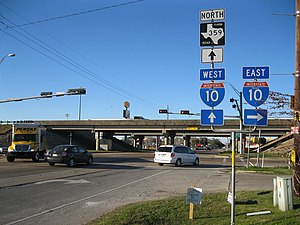 View north on FM 359 at the I-10 overpass in Brookshire