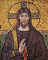 6th-century mosaic of Jesus at Church San Apollinare Nuovo in Ravenna, Italy. Though depictions of Jesus are culturally important, no undisputed record of Jesus' appearance is known to exist.