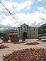 Plaza de Secado. The Church yard where the cocoa beans are sun dried.