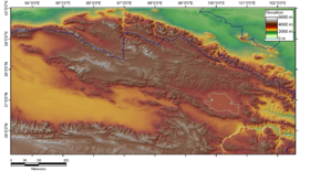 Carte topographique des monts Qilian.