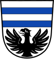 Gemeinde Neusitz Geteilt; oben dreimal geteilt von Silber und Blau, unten in Silber ein wachsender schwarzer Adler.