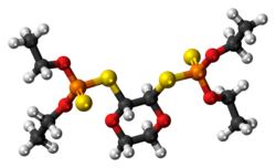 Ball-and-stick model of the dioxathion molecule