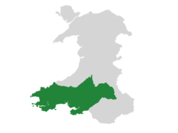 Map of the kingdom of Dyfed and kingdom of Brycheiniog