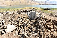 Excavations unearthing a Parthian building at Qalatga Darband, September 26, 2019