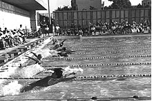 זינוק למשחה 100 מטר גב במכביה השביעית, 23 באוגוסט 1965