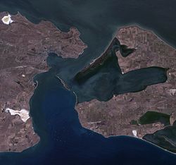 Kerch Strait satellite image. LandSat-5. 2011-08-30