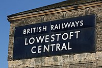 British Railways sign at Lowestoft railway station in Gill Sans