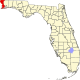 Map of Florida highlighting Escambia County