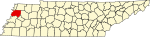 State map highlighting Dyer County