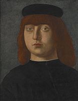 Portrait of a Gentleman, tempera and oil on panel. 31.1 x 24.8 cm. Attributed to the circle of Mocetto.