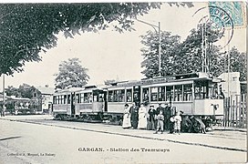 Rame des tramways électriques au terminus de Gargan (Chemins de fer nogentais).