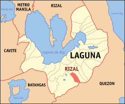 Map of Laguna with Rizal highlighted