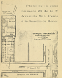 Plano de la clínica de los doctores Valdés Blanco y Ávila Echeverría. Allí también se encontró una mina activada. Grabado de Enrique Invernisio en La Locomotora.[42]​