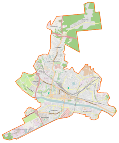 Mapa konturowa Połocka, blisko centrum na dole znajduje się punkt z opisem „Sobór Objawienia Pańskiego”