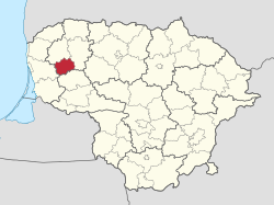 Location of Rietavas municipality within Lithuania
