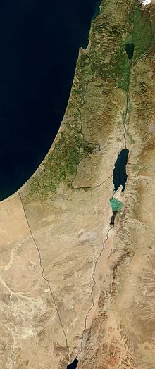 תצלום לוויין של ארץ ישראל וסביבתה משנת 2003