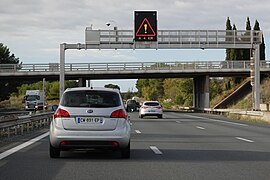 Signal XA14 sur l'autoroute A9.